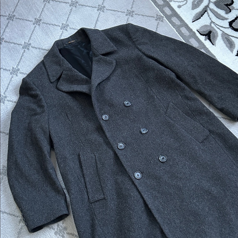 London Fog Charcoal Double-Breasted Pea Coat